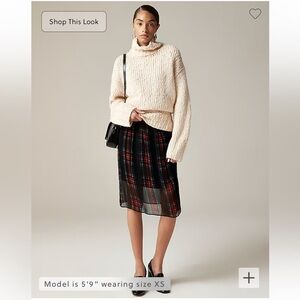 Gwen knee-length layered slip skirt in tartan crinkle chiffon